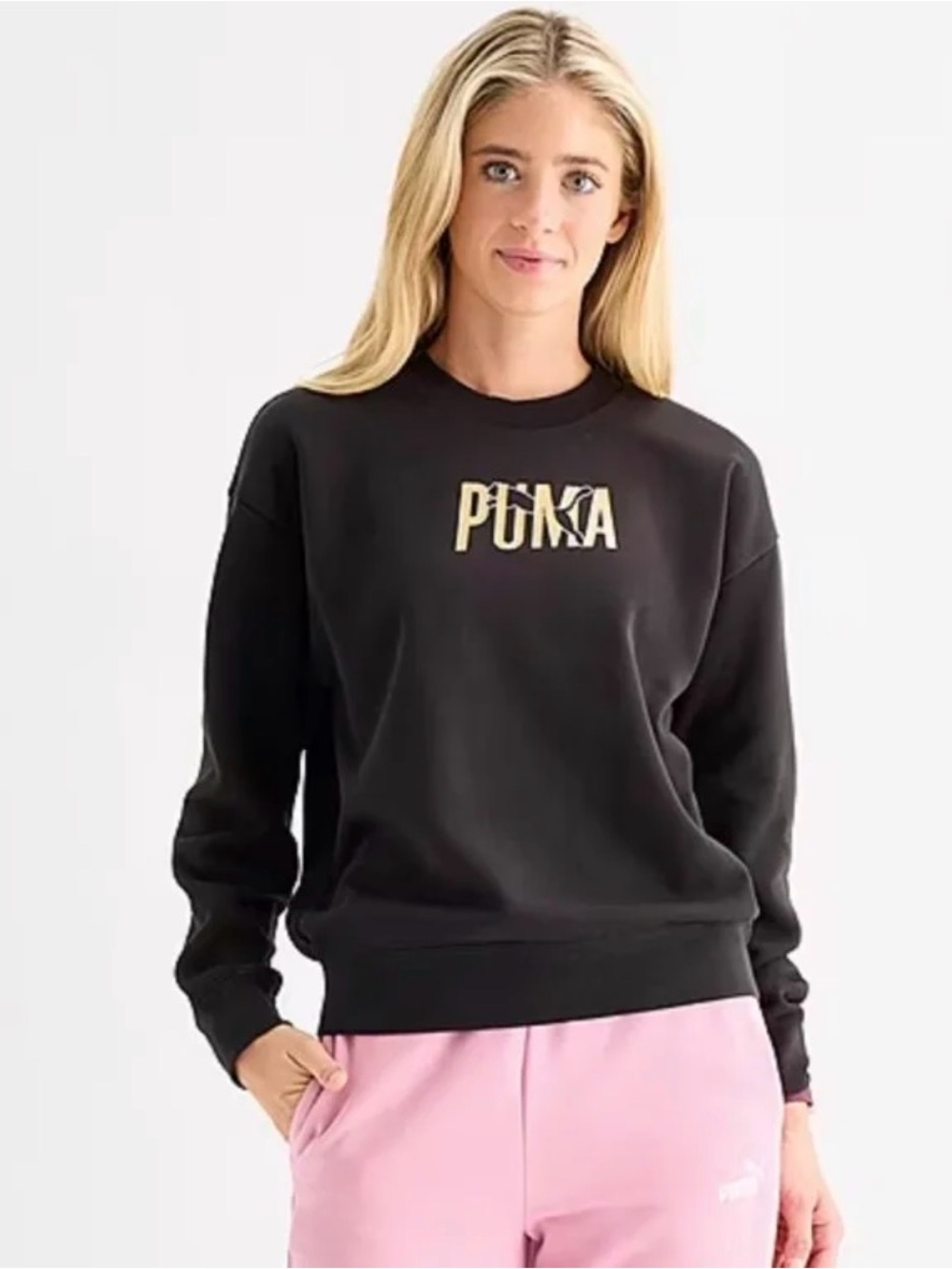Puma Black Sweatshirt with Metallic Gold Logo